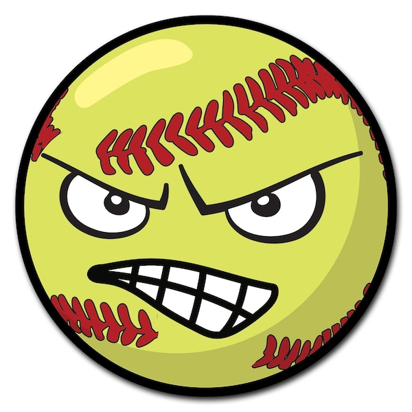 Angry Softball Circle Corrugated Plastic Sign